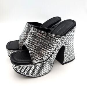 Azalea Wang Ninja Rhinestone Platform Sandal Women's Silver Size US7 EU37.5